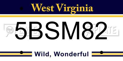 5BSM82 West Virginia License Plate