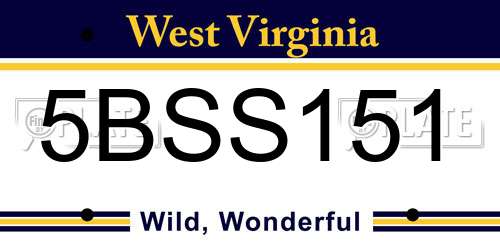 5BSS151 West Virginia License Plate