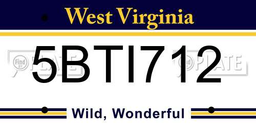 5BTI712 West Virginia License Plate