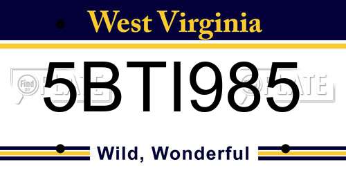 5BTI985 West Virginia License Plate