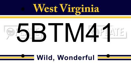 5BTM41 West Virginia License Plate