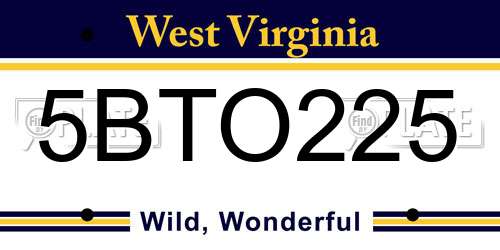 5BTO225 West Virginia License Plate