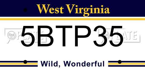 5BTP35 West Virginia License Plate
