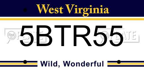 5BTR55 West Virginia License Plate