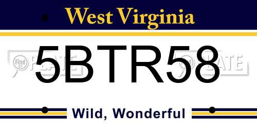 5BTR58 West Virginia License Plate
