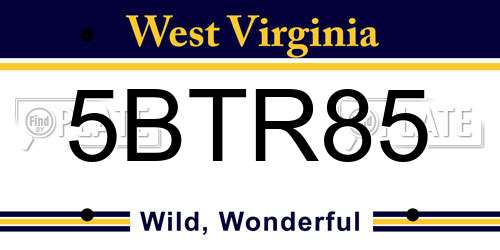 5BTR85 West Virginia License Plate