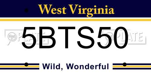 5BTS50 West Virginia License Plate