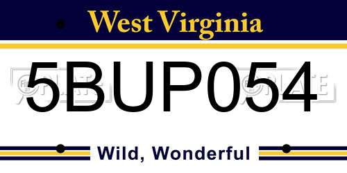 5BUP054 West Virginia License Plate