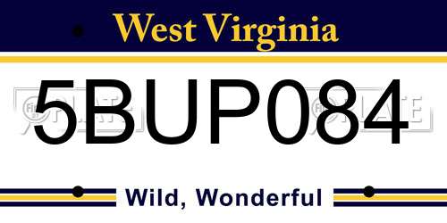 5BUP084 West Virginia License Plate