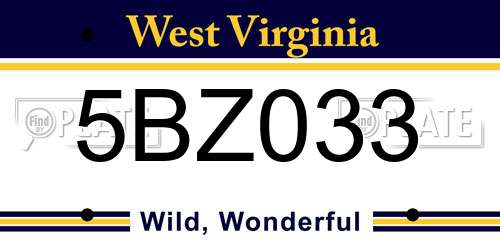 5BZ033 West Virginia License Plate