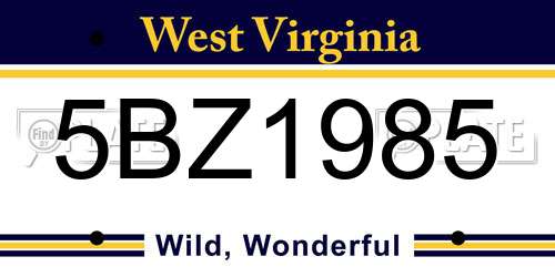 5BZ1985 West Virginia License Plate