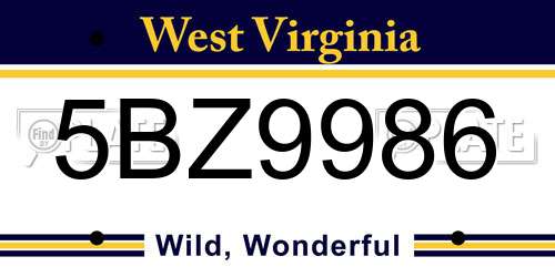 5BZ9986 West Virginia License Plate