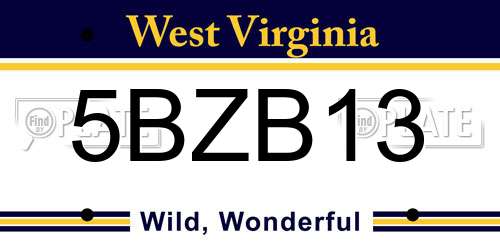 5BZB13 West Virginia License Plate
