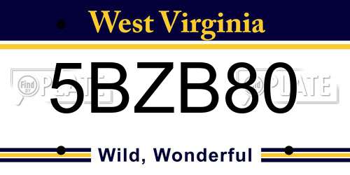 5BZB80 West Virginia License Plate