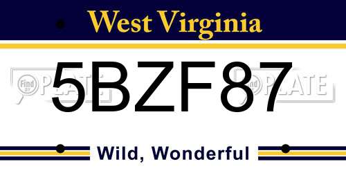 5BZF87 West Virginia License Plate