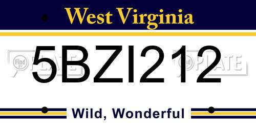 5BZI212 West Virginia License Plate