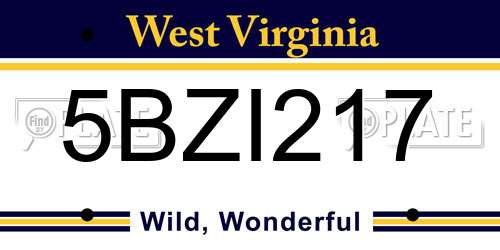 5BZI217 West Virginia License Plate