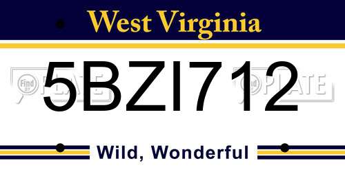 5BZI712 West Virginia License Plate