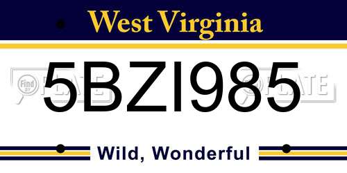 5BZI985 West Virginia License Plate