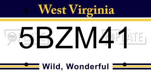 5BZM41 West Virginia License Plate