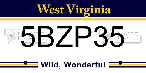 5BZP35 West Virginia License Plate