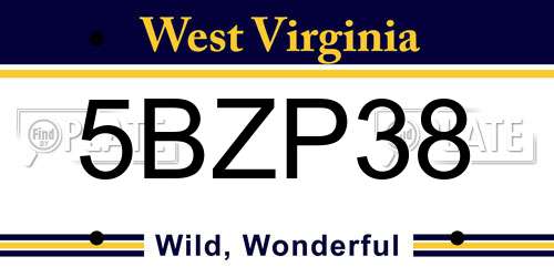 5BZP38 West Virginia License Plate