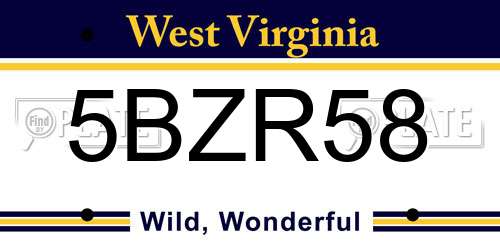 5BZR58 West Virginia License Plate