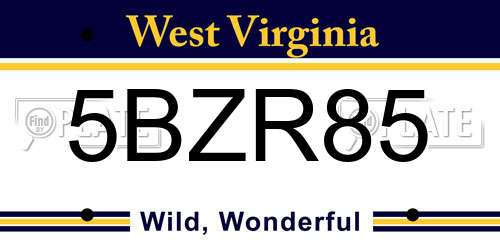 5BZR85 West Virginia License Plate