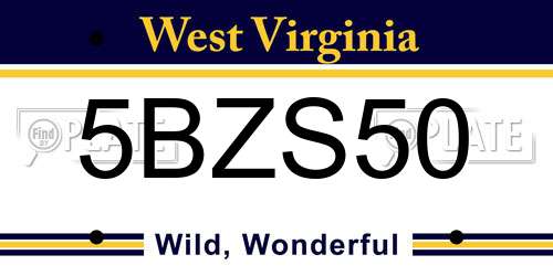 5BZS50 West Virginia License Plate