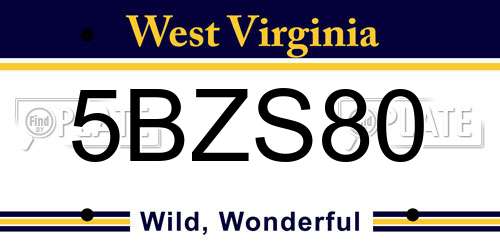 5BZS80 West Virginia License Plate