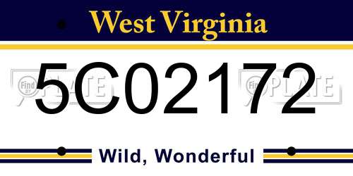 5C02172 West Virginia License Plate