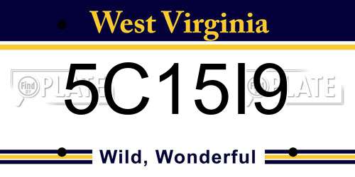 5C15I9 West Virginia License Plate