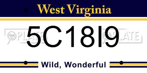 5C18I9 West Virginia License Plate