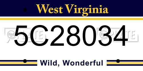 5C28034 West Virginia License Plate