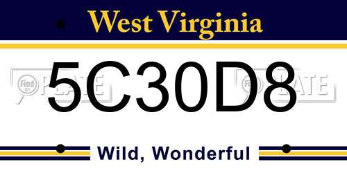 5C30D8 West Virginia License Plate
