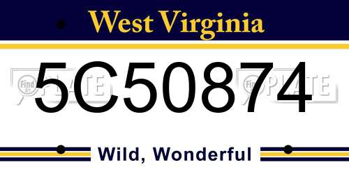 5C50874 West Virginia License Plate