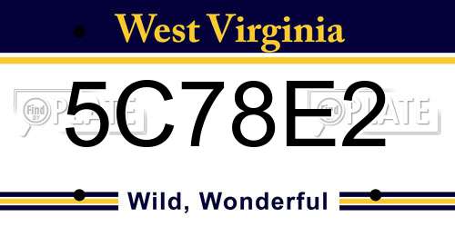5C78E2 West Virginia License Plate