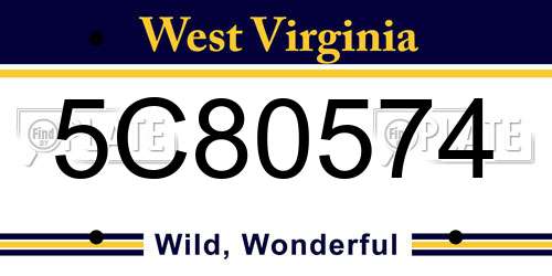 5C80574 West Virginia License Plate