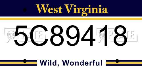 5C89418 West Virginia License Plate