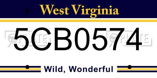 5CB0574 West Virginia License Plate