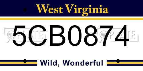 5CB0874 West Virginia License Plate