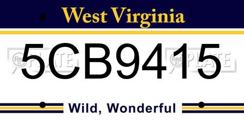 5CB9415 West Virginia License Plate