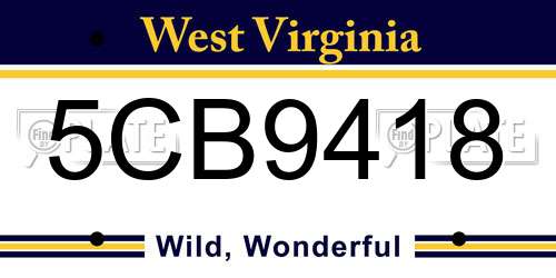 5CB9418 West Virginia License Plate