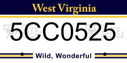 5CC0525 West Virginia License Plate
