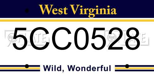5CC0528 West Virginia License Plate