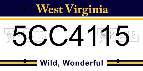 5CC4115 West Virginia License Plate
