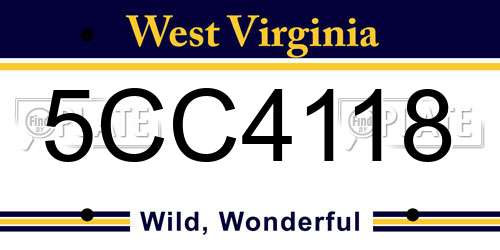 5CC4118 West Virginia License Plate