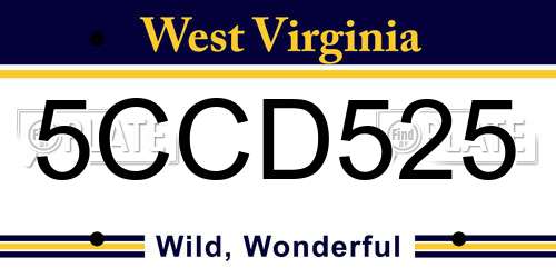 5CCD525 West Virginia License Plate