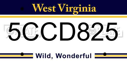 5CCD825 West Virginia License Plate