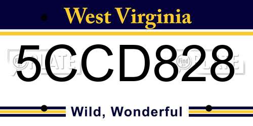 5CCD828 West Virginia License Plate